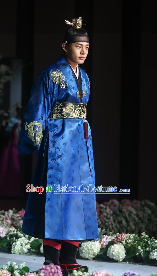 Ancient Korean Emperor Costumes Complete Set and Crown for Men