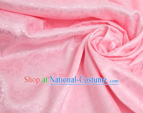 Chinese Traditional Pink Dragon Brocade Fabric