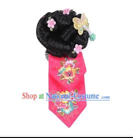 Korean Traditional Black Wig and Headbands