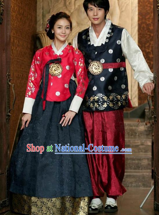 Korean Traditional Wedding Dress Complete Set for Brides and Bridegrooms