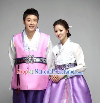 Traditional Korean Fashion Style Husband Wife Clothing Complete Sets for Men and Women