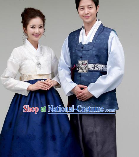 Traditional Korean Fashion Style Husband Wife Clothing Complete Sets for Men and Women