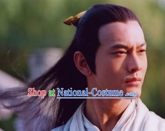 Black Chinese Ancient Long Wig for Men