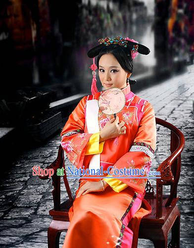 Chinese Traditional Princess Dress and Hat Complete Set for Brides