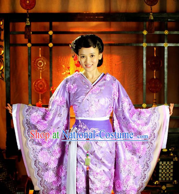 Chinese Traditional National Costume Princess Outfits and Headwear