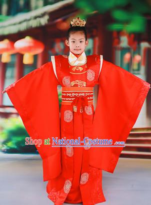 Chinese Traditional Wedding Dress and Coronet for Kids