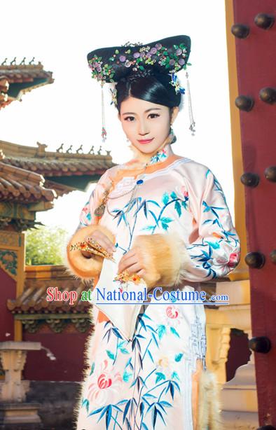 Chinese Traditional National Costumes Noblewoman Robe Hair Accessories