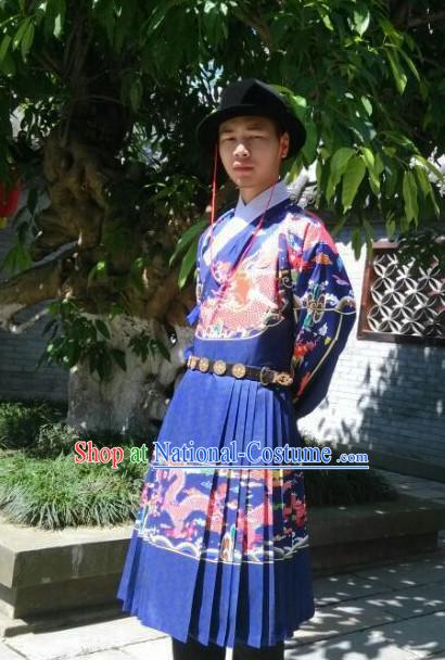 Traditional Chinese Ming Dynasty Dragon Robe Hanzhuang Han Clothing for Men Free Delivery Worldwide