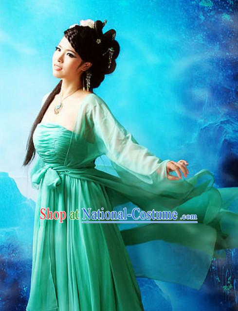 Chinese Traditional National Costume Green Hanfu