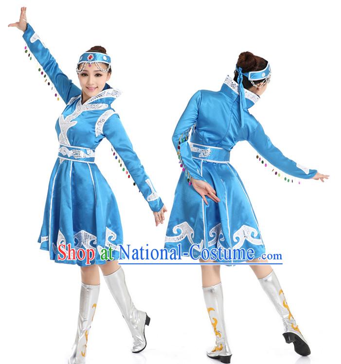 Chinese Traditional Mongolian Dance Suppy and Headwear Complete Set