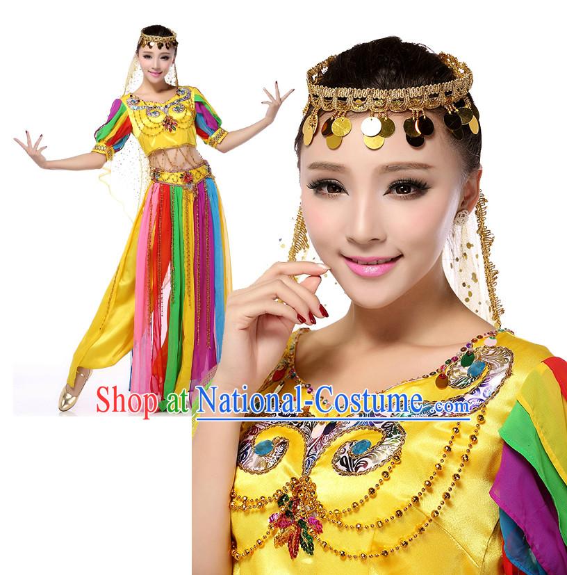 Indian Dance Costumes Apparel Dance Stores Dance Gear Dance Attire and Hair Accessories Complete Set for Women