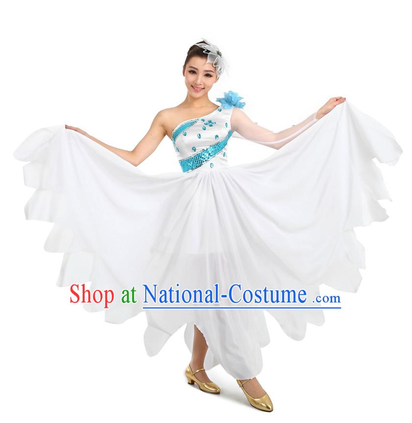 Chinese Stage Dancing Costumes Apparel Dance Stores Dance Gear Dance Attire and Hair Accessories Complete Set for Women