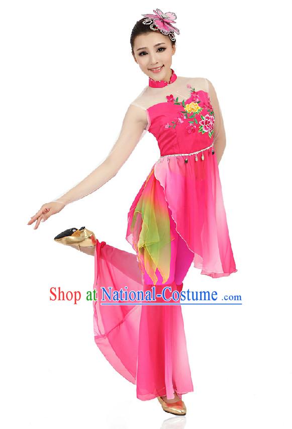 Chinese Classical Dancing Costumes Apparel Dance Stores Dance Gear Dance Attire and Hair Accessories Complete Set