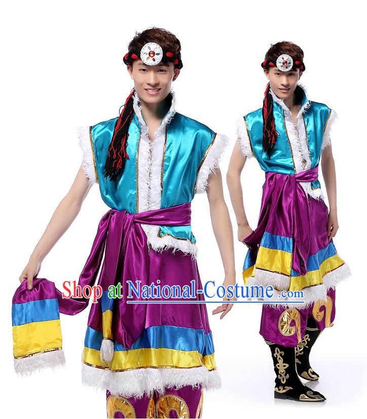 Asian Chinese Meng Gu Clothes Complete Set for Men