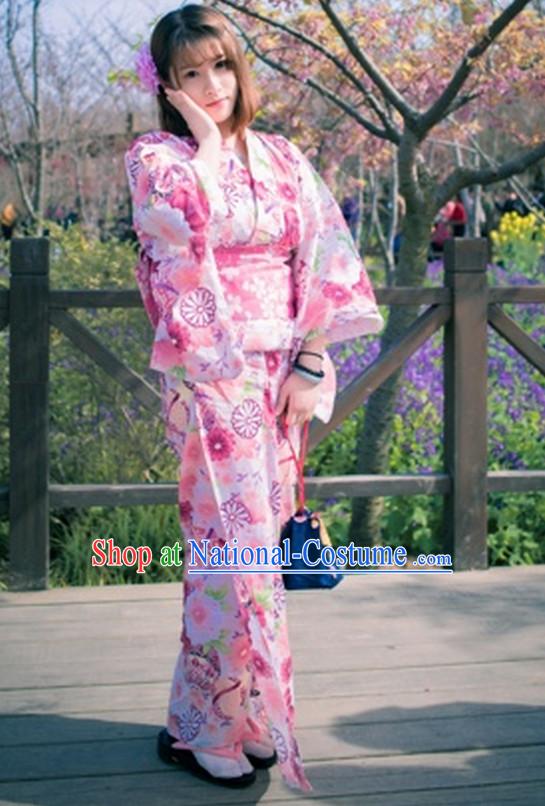 Japanese Traditional Yukata Female Kimono Complete Set