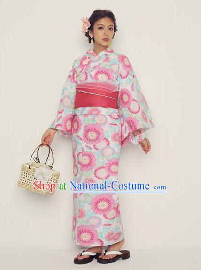 Traditional Japanese Yukata Female Kimono Complete Set