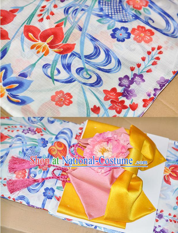 Japanese Traditional Yukata Female Kimono Complete Set