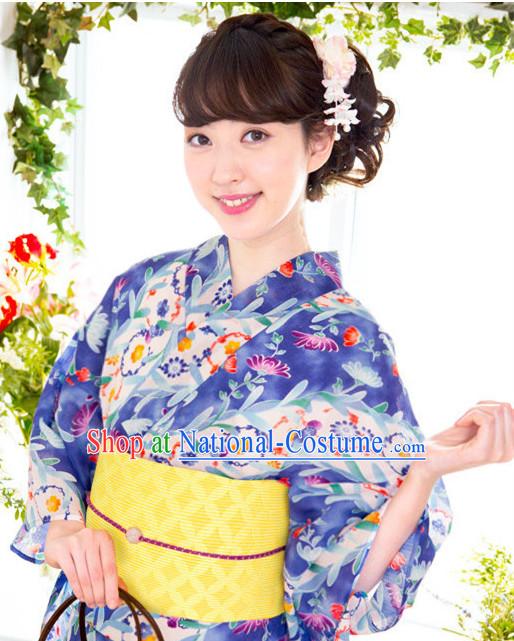 Traditional Japanese Yukata Female Kimono Complete Set