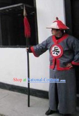 Ancient Chinese Song Dynasty Solider Costumes and Hat Complete Set