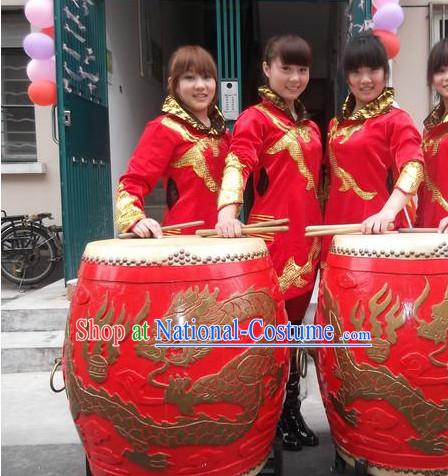 Handmade Red Dragon Chinese Drum