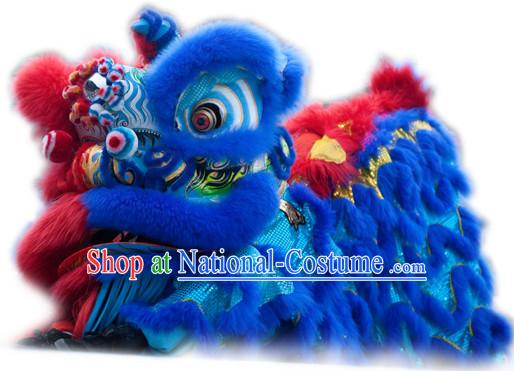 Half Red Half Blue Top Handmade Traditional Chinese Liion Costumes Complete Set