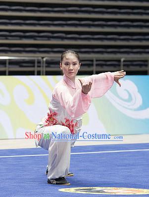 Top Giant Flower Embroidery Tai Chi Costumes Taijiquan Costume Aikido Chikung Tichi Uniforms Quigong Uniform Thaichi Martial Art Qi Gong Combat Clothing Competition Uniforms for Women