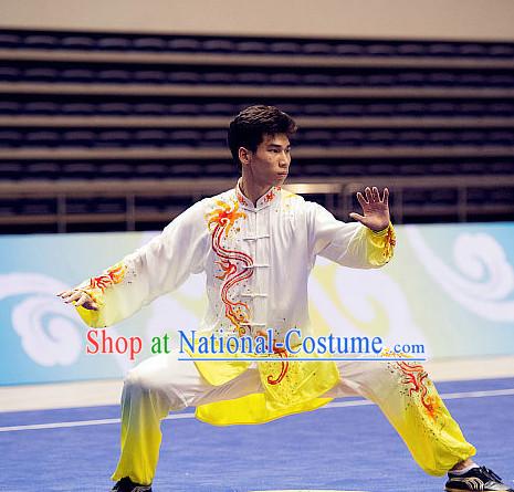 Top Embroidered Cloud Tai Chi Swords Championship Costumes Taijiquan Uniforms Quigong Uniform Thaichi Martial Arts Qi Gong Kung Fu Combat Clothing Competition Clothes for Men