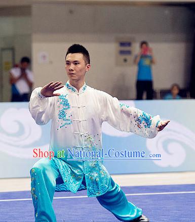 Top Tai Chi Championship Dragon Costumes Taijiquan Uniforms Martial Arts Qi Gong Kung Fu Combat Clothing Competition Uniform for Men