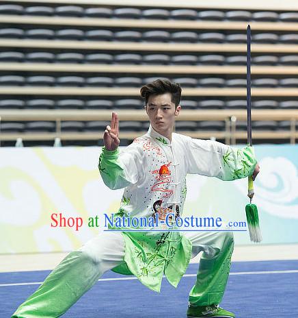 Top Embroidered Tai Chi Sword Championship Costumes Taijiquan Costume Aikido Chikung Tichi Swords Uniforms Quigong Uniform Thaichi Martial Arts Qi Gong Combat Clothing Competition Uniforms