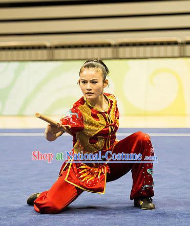 Top Shiny Kung Fu Stick Competition Uniforms Kungfu Training Suit Kung Fu Clothing Kung Fu Movies Costumes Wing Chun Costume Shaolin Martial Arts Clothes for Women