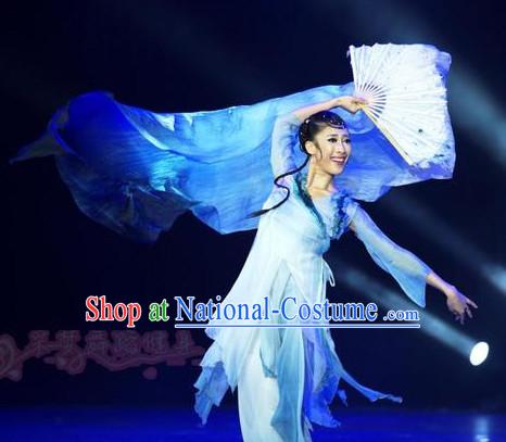 Professional Chinese Stage Performance Classical Dance Costumes and Headwear Complete Set for Women