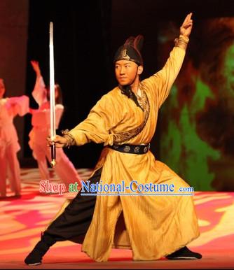 Professional Chinese Stage Performance Official Bodyguard Costumes and Hat Complete Set for Men