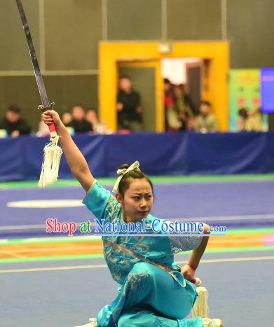 Top Chinese Kung Fu Sword Uniforms Kungfu Uniform Martial Arts Competition Costumes for Women