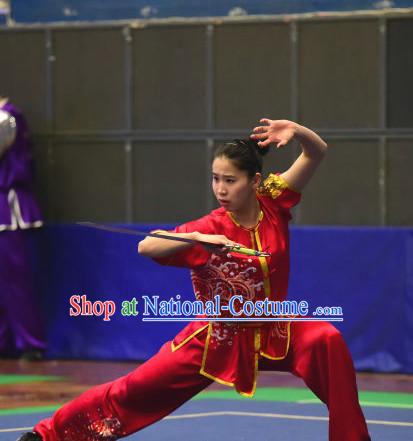 Top  Chinese Wushu Kung Fu Sword Uniforms Kungfu Uniform Martial Arts Competition Costumes for Women