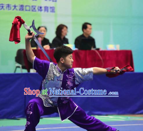 Top Chinese Wu Shu Kung Fu Sword Uniforms Kungfu Uniform Martial Arts Competition Costumes for Men