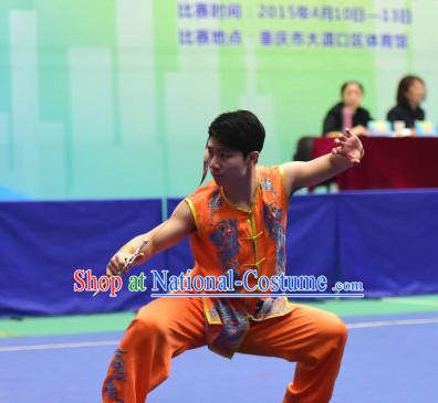 Top Chinese Wu Shu Kung Fu Sword Uniforms Kungfu Uniform Martial Arts Competition Costumes for Men