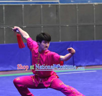 Top Chinese Wu Shu Kung Fu Sword Uniforms Kungfu Uniform Martial Arts Competition Costumes for Men