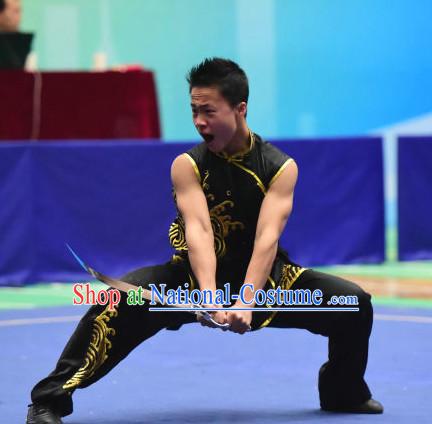 Top Chinese Southern Fist Nanquan Wu Shu Kung Fu Sword Uniforms Kungfu Uniform Martial Arts Competition Costumes for Men