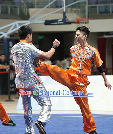 Top Orange Chinese Southern Fist Kung Fu Uniform Martial Arts Uniforms Kungfu Suits Competition Costumes Complete Set