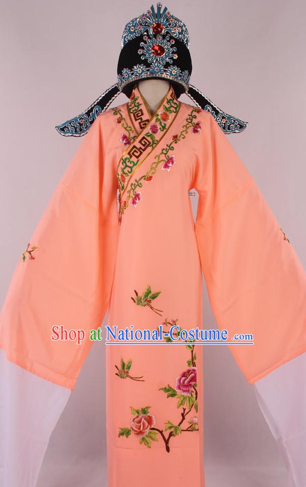 Chinese Beijing Opera Peking Opera Young Scholar Costumes Long Robe and Hat Complete Set for Men