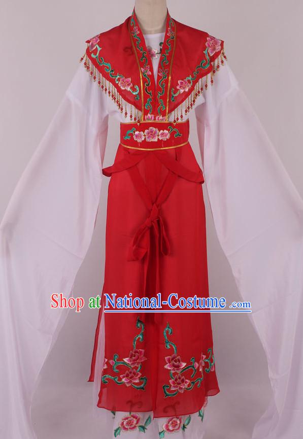 Chinese Beijing Opera Peking Opera Hua Tan Long Water Sleeve Dance Costumes Complete Set for Kids