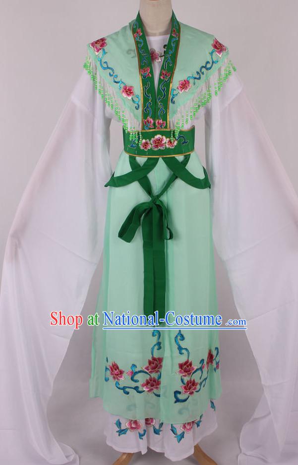 Chinese Beijing Opera Peking Opera Hua Tan Long Water Sleeve Dance Costumes Complete Set for Kids