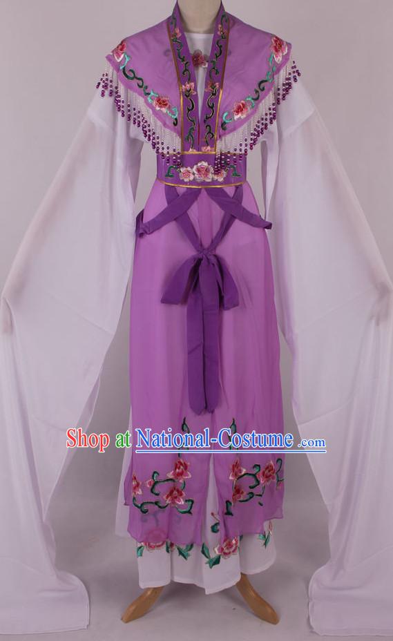 Chinese Beijing Opera Peking Opera Hua Tan Long Water Sleeve Dance Costumes Complete Set for Kids