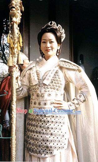 Chinese Ancient Female Warrior Costumes and Mantle Complete Set for Women