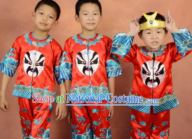 Chinese Beijing Opera Mask Embroidered Dragon Dance Costumes for Kids