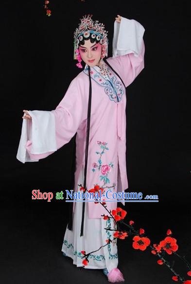 Chinese Beijing Opera Hua Tan Shaking Sleeves Long Robe and Hair Accessories Full Set for Women