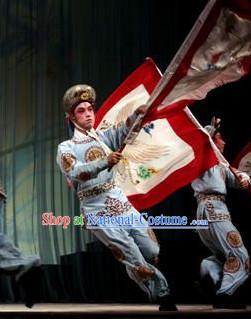 Chinese Theatrical Costume Beijing Opera Costumes Peking Opera Wu Sheng Warrior Costumes and Hat for Men