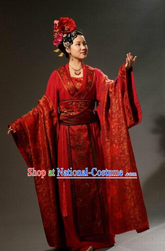 Chinese Ancient Noblewomen Costumes and Headwear Complete Set