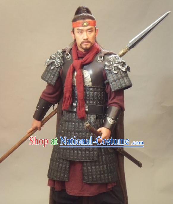 Chinese Ancient General Armor Costumes and Headwear Complete Set