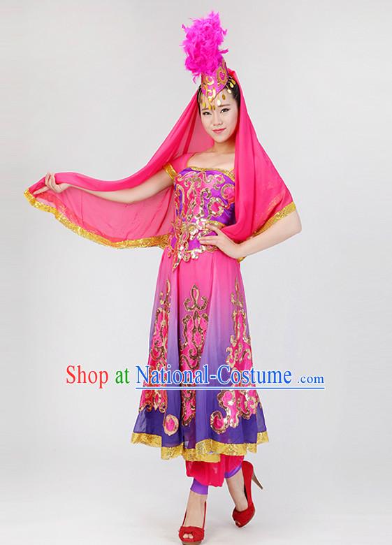 Traditional Chinese Xinjiang Ethnic Clothing Complete Set for Women